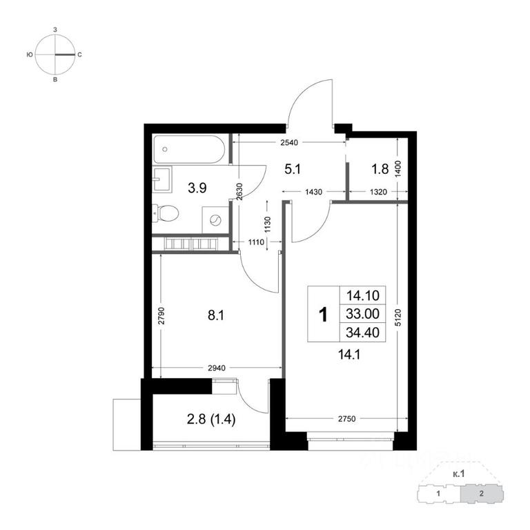 Apartment Sale, 34.4 sq. m. at Legenda Korenyovo, ulitsa Lorkha, dachny posyolok Kraskovo, Lubertsy City District, Moscow Region, Russia #1