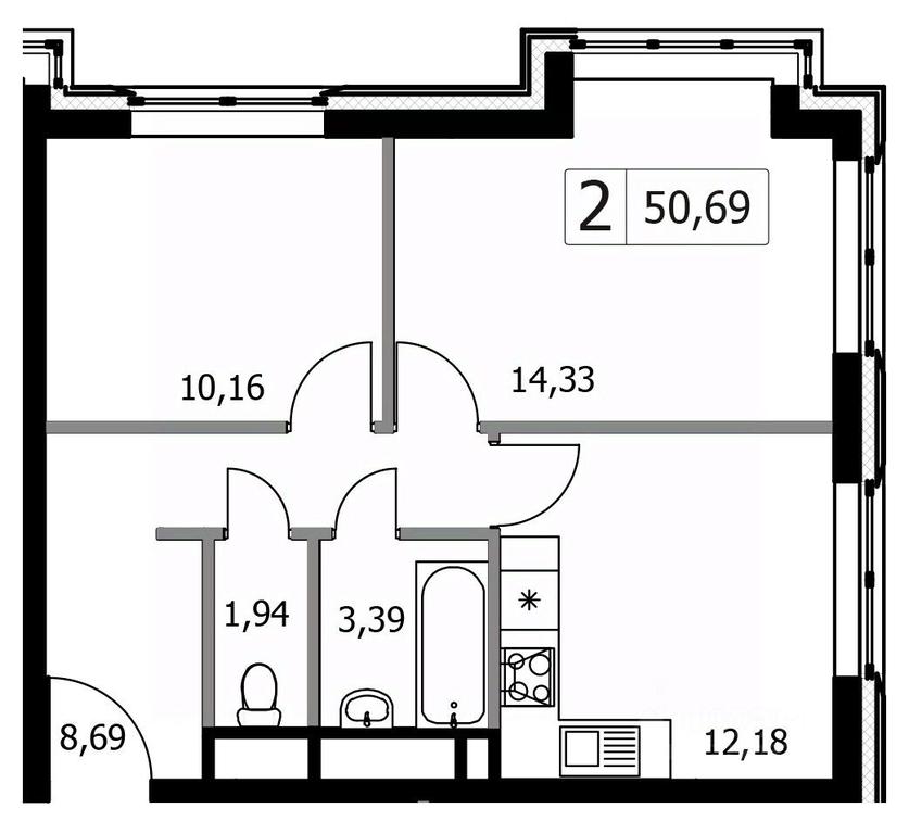 1-BD Apartment Sale, 50.69 sq. m. at Gorodskie istorii (Rasskazovka), Anny Akhmatovoy Street, Vnukovskoye Settlement, Moscow, Russia #1