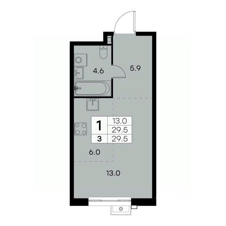 Apartment Sale, 29.5 sq. m. at Kurkino 15, Kurkinskoye Highway, 15, Moscow, Russia #1