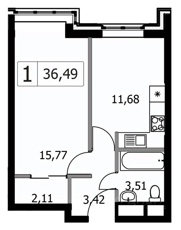 Apartment Sale, 36.49平方米 at Gorodskie istorii (Rasskazovka), Anny Akhmatovoy Street, Vnukovskoye Settlement, Moscow, Russia #1