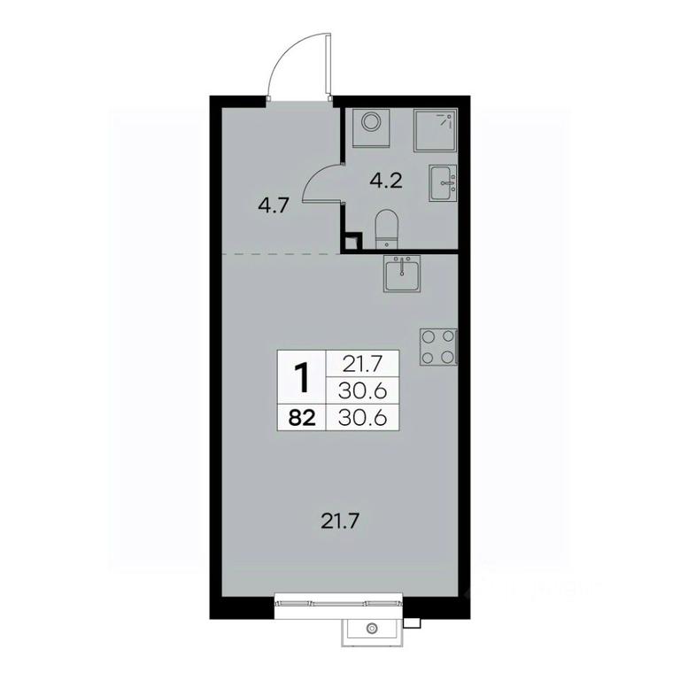 Apartment Sale, 30.6平方米 at Kurkino 15, Kurkinskoye Highway, 15, Moscow, Russia #2