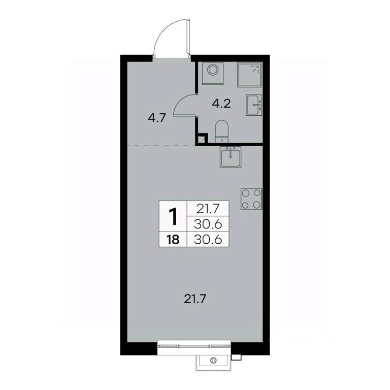 Apartment Sale, 30.6平方米 at Kurkino 15, Kurkinskoye Highway, 15, Moscow, Russia #1