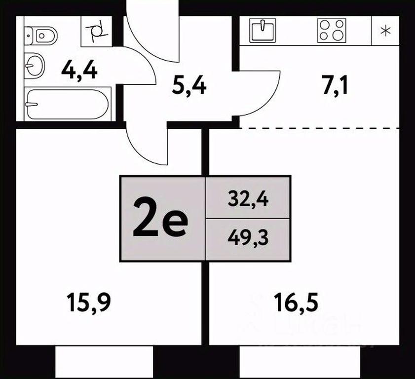 1-BD Apartment Sale, 49.3平方米 at Festival park-2, Festivalnaya Street, Moscow, Russia #1 1-BD Apartment Sale, 49.3平方米 at Festival park-2, Festivalnaya Street, Moscow, Russia #1