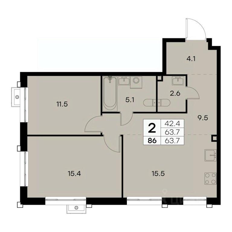 1-BD Apartment Sale, 63.7 sq. m. at Kurkino 15, Kurkinskoye Highway, 15, Moscow, Russia #1 1-BD Apartment Sale, 63.7 sq. m. at Kurkino 15, Kurkinskoye Highway, 15, Moscow, Russia #1