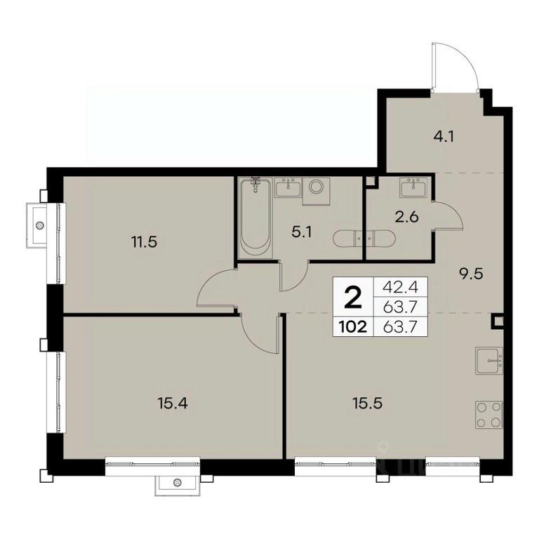 1-BD Apartment Sale, 63.7 sq. m. at Kurkino 15, Kurkinskoye Highway, 15, Moscow, Russia #2 1-BD Apartment Sale, 63.7 sq. m. at Kurkino 15, Kurkinskoye Highway, 15, Moscow, Russia #2