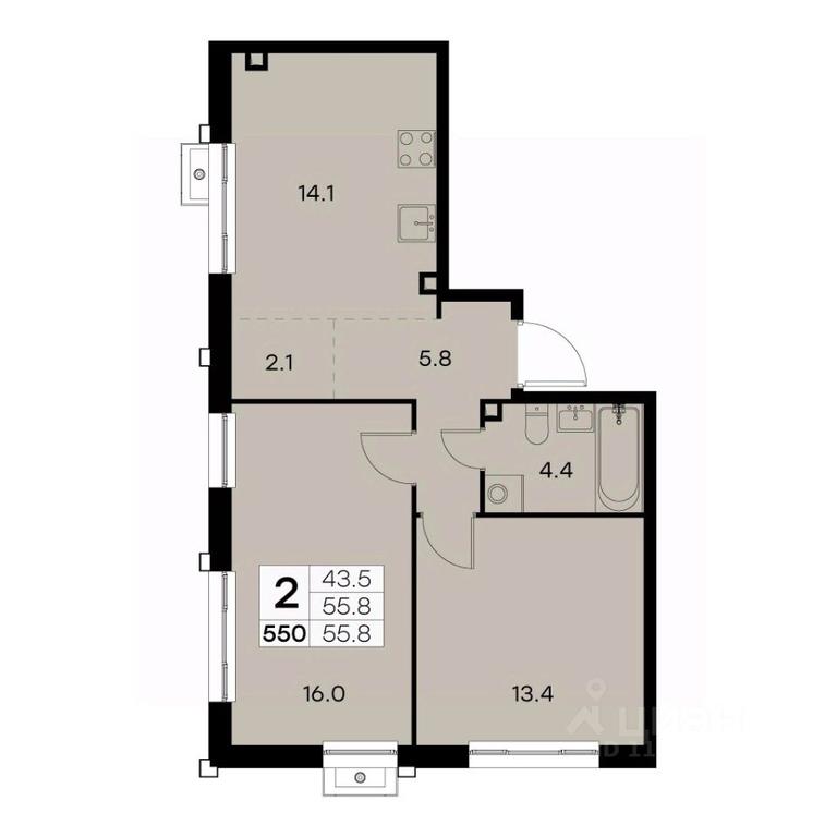 1-BD Apartment Sale, 55.8 sq. m. at Kurkino 15, Kurkinskoye Highway, 15, Moscow, Russia #1 1-BD Apartment Sale, 55.8 sq. m. at Kurkino 15, Kurkinskoye Highway, 15, Moscow, Russia #1