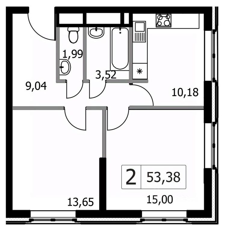1-BD Apartment Sale, 53.38 sq. m. at Gorodskie istorii (Rasskazovka), Anny Akhmatovoy Street, Vnukovskoye Settlement, Moscow, Russia #1