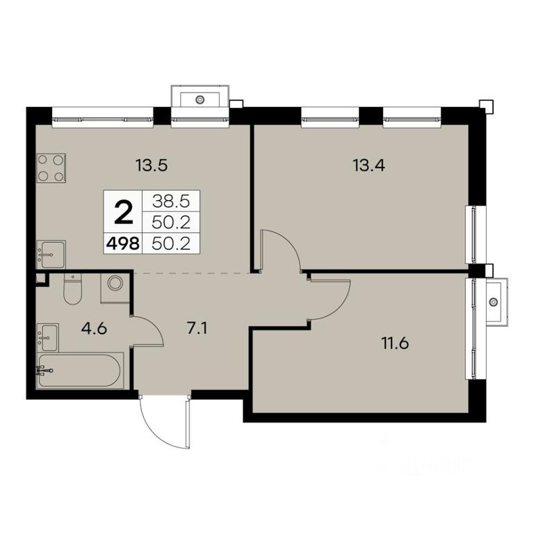 1-BD Apartment Sale, 50.2 sq. m. at Kurkino 15, Kurkinskoye Highway, 15, Moscow, Russia #2