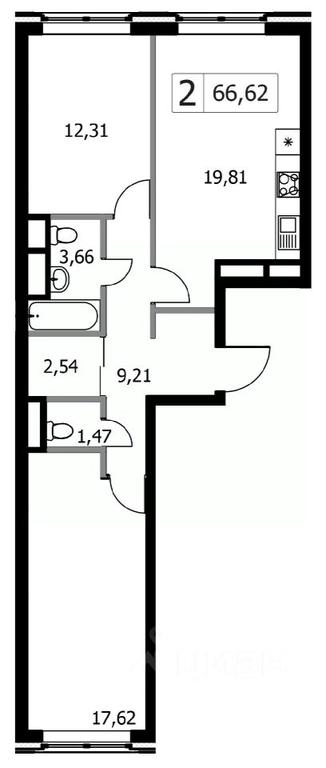 1-BD Apartment Sale, 66.62 sq. m. at Gorodskie istorii (Rasskazovka), Anny Akhmatovoy Street, Vnukovskoye Settlement, Moscow, Russia #1
