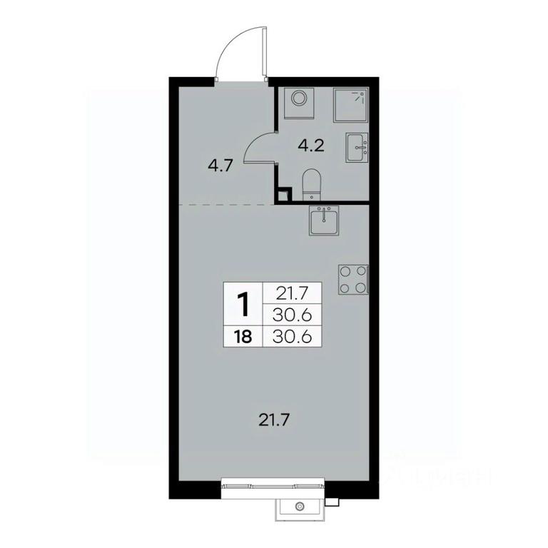 Apartment Sale, 30.6 sq. m. at Kurkino 15, Kurkinskoye Highway, 15, Moscow, Russia #1