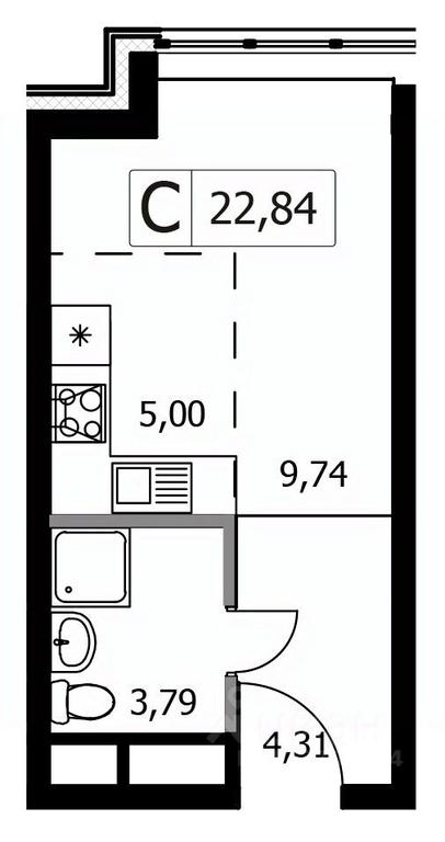 Apartment Sale, 22.84 sq. m. at Gorodskie istorii (Rasskazovka), Anny Akhmatovoy Street, Vnukovskoye Settlement, Moscow, Russia #1