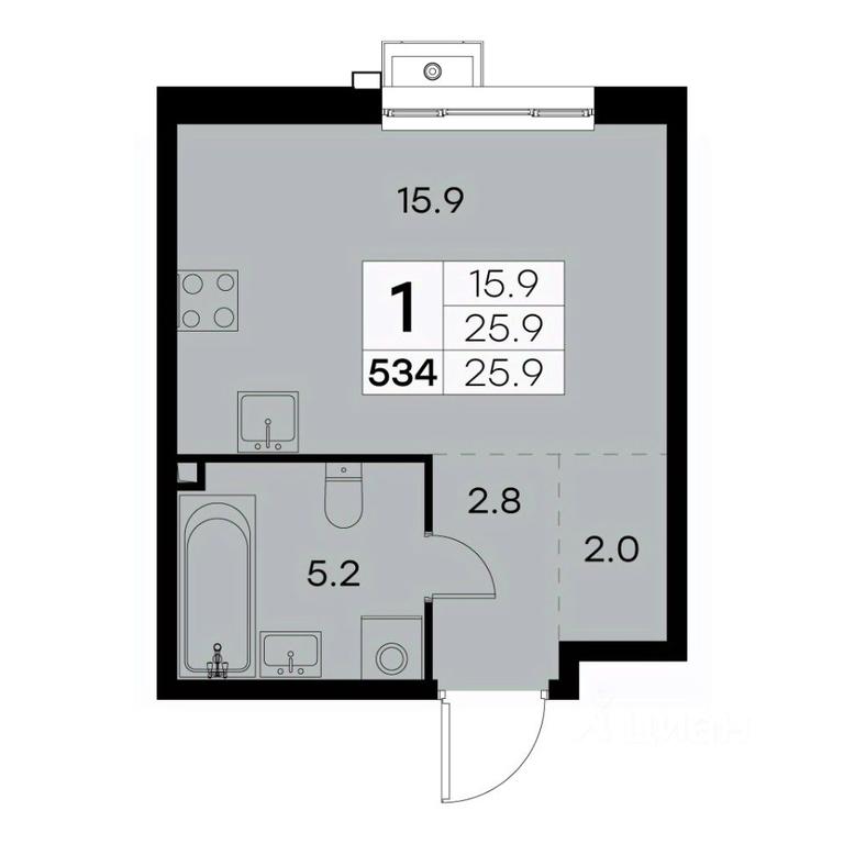 Apartment Sale, 25.9平方米 at Kurkino 15, Kurkinskoye Highway, 15, Moscow, Russia #2 Apartment Sale, 25.9平方米 at Kurkino 15, Kurkinskoye Highway, 15, Moscow, Russia #2