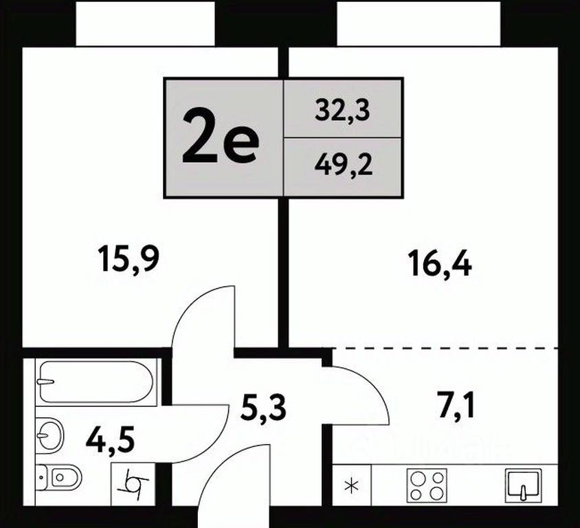 1-BD Apartment Sale, 49.2 sq. m. at Festival park-2, Festivalnaya Street, Moscow, Russia #1