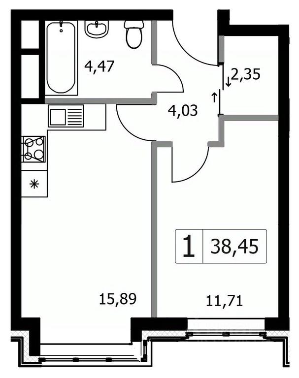 Apartment Sale, 38.45平方米 at Gorodskie istorii (Rasskazovka), Anny Akhmatovoy Street, Vnukovskoye Settlement, Moscow, Russia #1