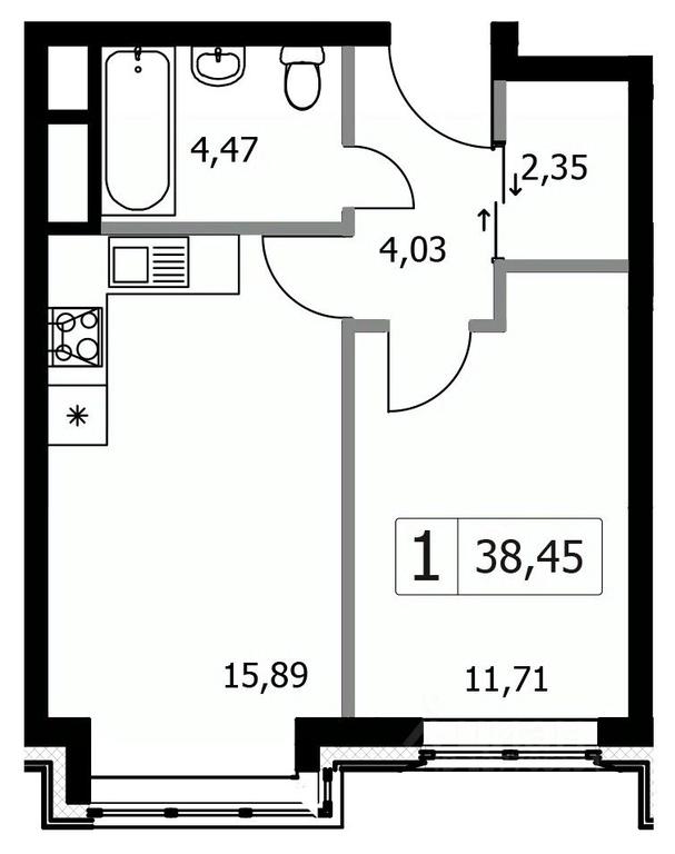 Apartment Sale, 38.45平方米 at Gorodskie istorii (Rasskazovka), Anny Akhmatovoy Street, Vnukovskoye Settlement, Moscow, Russia #2