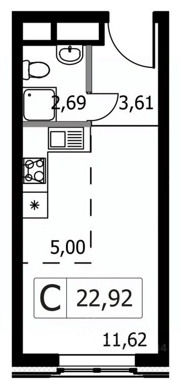 Apartment Sale, 22.92平方米 at Gorodskie istorii (Rasskazovka), Anny Akhmatovoy Street, Vnukovskoye Settlement, Moscow, Russia #1