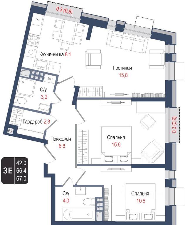 2-BD Apartment Sale, 66.4平方米 at KINOKVARTAL, Solnechnaya Street, Pervomayskiy Microdistrict, Korolyov, Moscow Region, Russia #1 2-BD Apartment Sale, 66.4平方米 at KINOKVARTAL, Solnechnaya Street, Pervomayskiy Microdistrict, Korolyov, Moscow Region, Russia #1