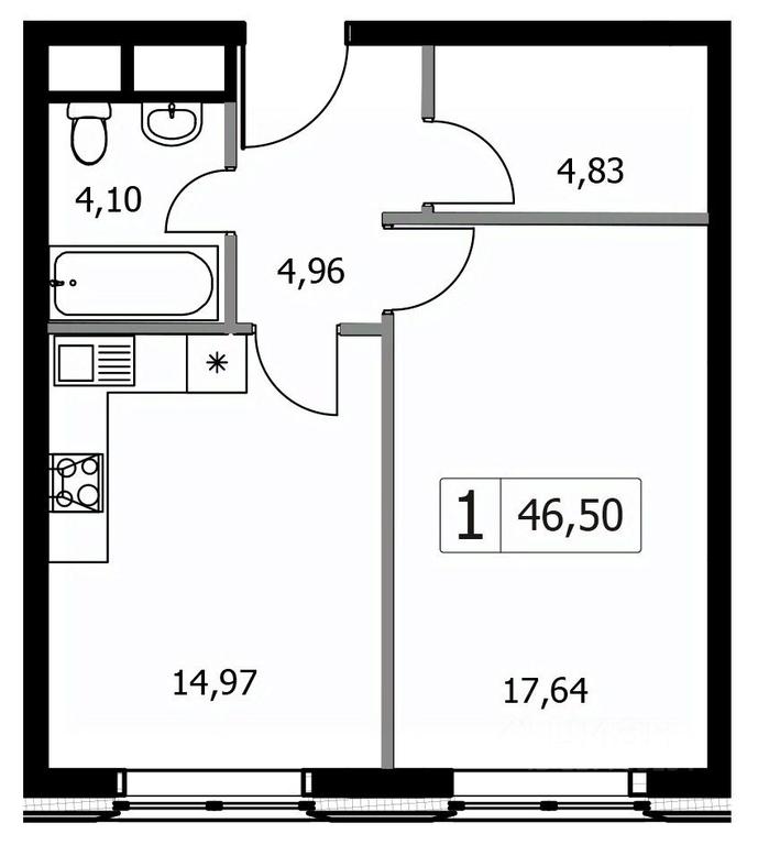 Apartment Sale, 46.5平方米 at Gorodskie istorii (Rasskazovka), Anny Akhmatovoy Street, Vnukovskoye Settlement, Moscow, Russia #1
