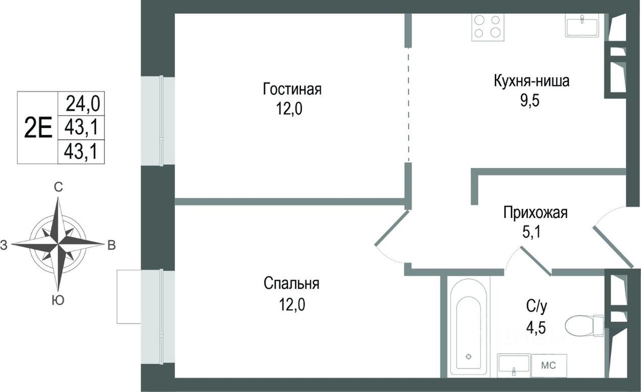 1-BD Apartment Sale, 43.1 sq. m. at KINOKVARTAL, Solnechnaya Street, Pervomayskiy Microdistrict, Korolyov, Moscow Region, Russia #1 1-BD Apartment Sale, 43.1 sq. m. at KINOKVARTAL, Solnechnaya Street, Pervomayskiy Microdistrict, Korolyov, Moscow Region, Russia #1
