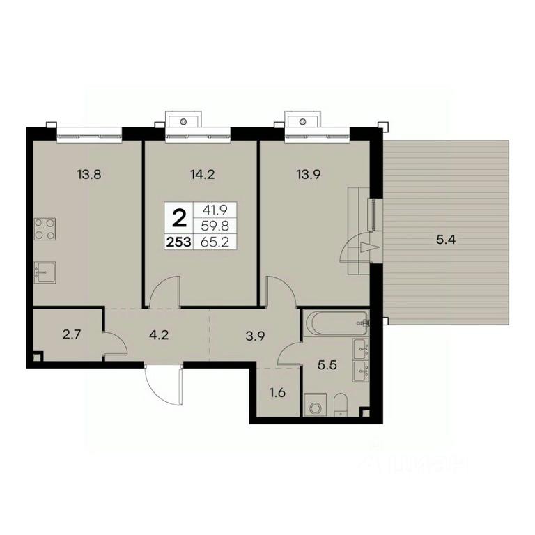 1-BD Apartment Sale, 65.2平方米 at Kurkino 15, Kurkinskoye Highway, 15, Moscow, Russia #1 1-BD Apartment Sale, 65.2平方米 at Kurkino 15, Kurkinskoye Highway, 15, Moscow, Russia #1