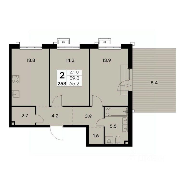 1-BD Apartment Sale, 65.2平方米 at Kurkino 15, Kurkinskoye Highway, 15, Moscow, Russia #2 1-BD Apartment Sale, 65.2平方米 at Kurkino 15, Kurkinskoye Highway, 15, Moscow, Russia #2
