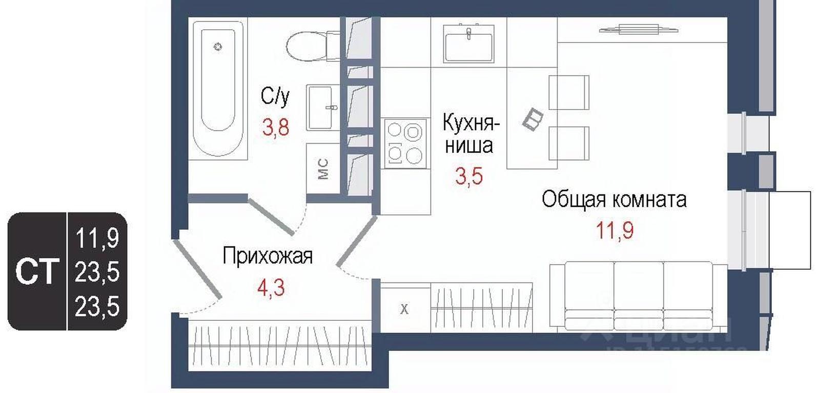 Apartment Sale, 23.5平方米 at KINOKVARTAL, Solnechnaya Street, Pervomayskiy Microdistrict, Korolyov, Moscow Region, Russia #1 Apartment Sale, 23.5平方米 at KINOKVARTAL, Solnechnaya Street, Pervomayskiy Microdistrict, Korolyov, Moscow Region, Russia #1