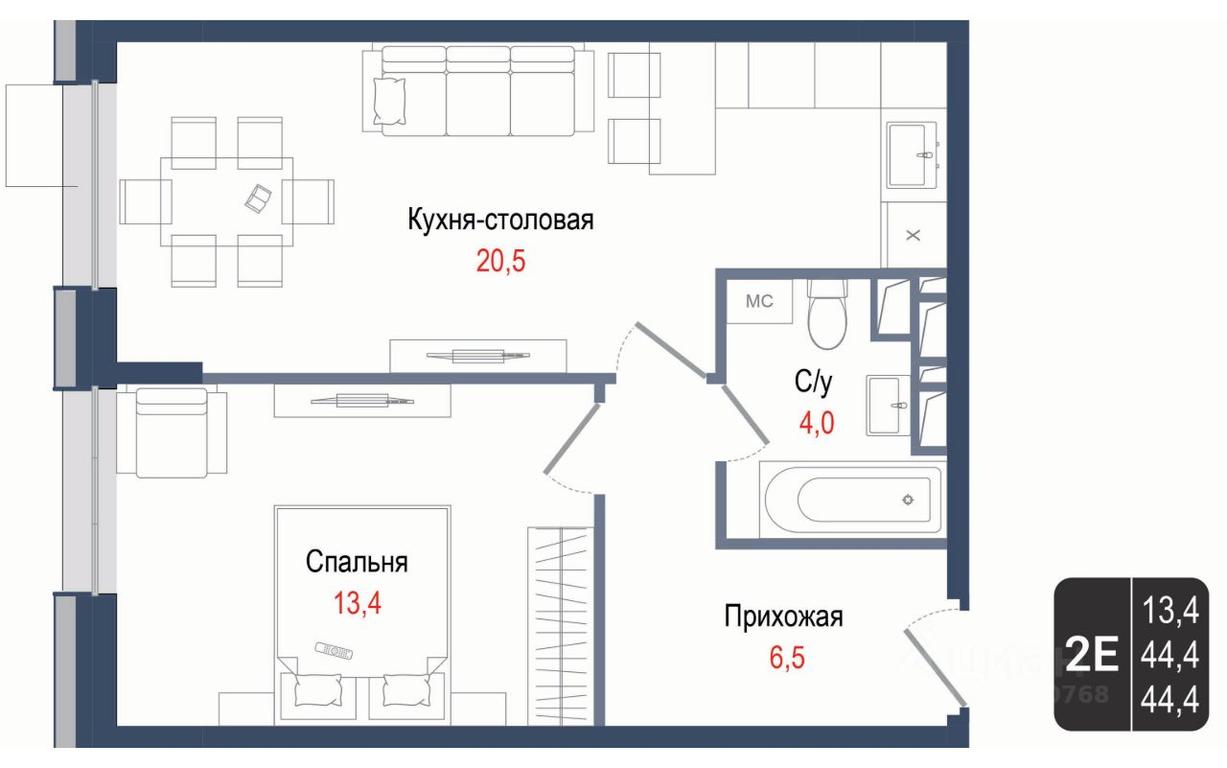 1-BD Apartment Sale, 44.4平方米 at KINOKVARTAL, Solnechnaya Street, Pervomayskiy Microdistrict, Korolyov, Moscow Region, Russia #1 1-BD Apartment Sale, 44.4平方米 at KINOKVARTAL, Solnechnaya Street, Pervomayskiy Microdistrict, Korolyov, Moscow Region, Russia #1