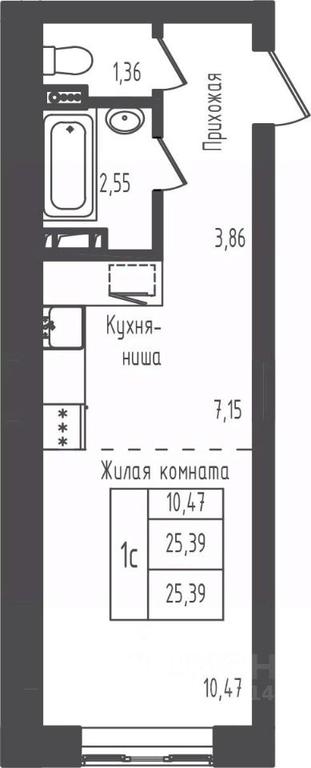 Apartment Sale, 25.39平方米 at Zeleny Oazis-Gorod, derevnya Rybaki, Dmitrovskiy Urban District, Moscow Region, Russia #1