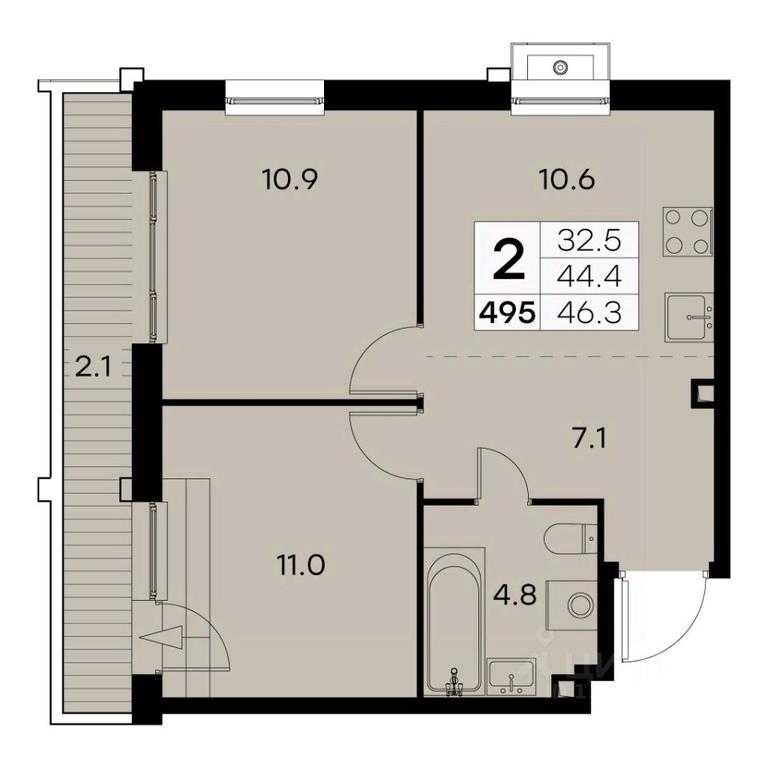 1-BD Apartment Sale, 46.3 sq. m. at Kurkino 15, Kurkinskoye Highway, 15, Moscow, Russia #1 1-BD Apartment Sale, 46.3 sq. m. at Kurkino 15, Kurkinskoye Highway, 15, Moscow, Russia #1