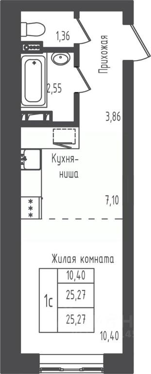 Apartment Sale, 25.27 sq. m. at Zeleny Oazis-Gorod, derevnya Rybaki, Dmitrovskiy Urban District, Moscow Region, Russia #1