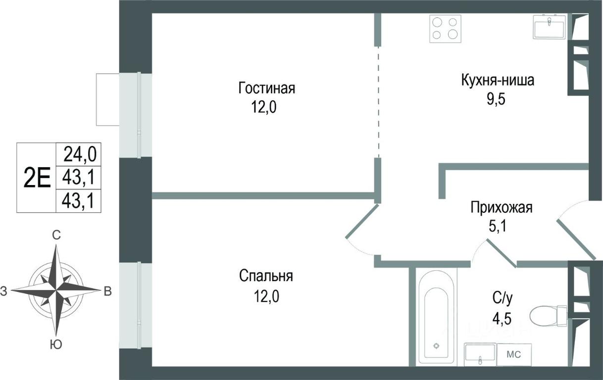 1-BD Apartment Sale, 43.1平方米 at KINOKVARTAL, Solnechnaya Street, Pervomayskiy Microdistrict, Korolyov, Moscow Region, Russia #1 1-BD Apartment Sale, 43.1平方米 at KINOKVARTAL, Solnechnaya Street, Pervomayskiy Microdistrict, Korolyov, Moscow Region, Russia #1