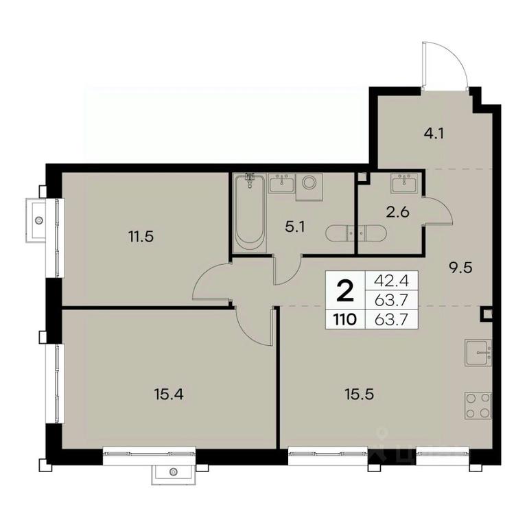 1-BD Apartment Sale, 63.7 sq. m. at Kurkino 15, Kurkinskoye Highway, 15, Moscow, Russia #2 1-BD Apartment Sale, 63.7 sq. m. at Kurkino 15, Kurkinskoye Highway, 15, Moscow, Russia #2