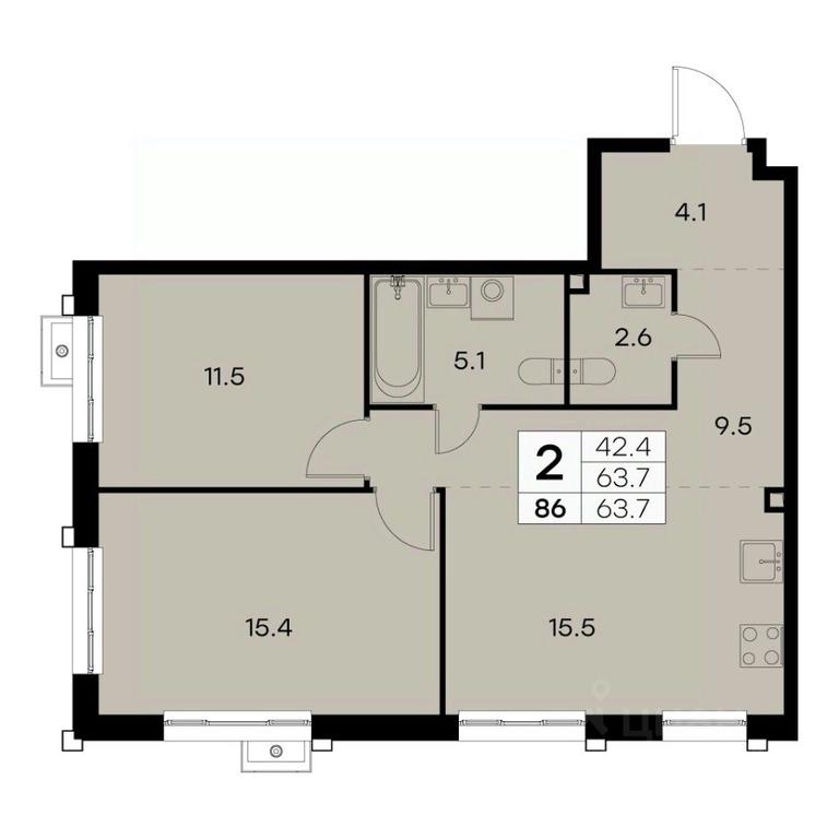 1-BD Apartment Sale, 63.7 sq. m. at Kurkino 15, Kurkinskoye Highway, 15, Moscow, Russia #1 1-BD Apartment Sale, 63.7 sq. m. at Kurkino 15, Kurkinskoye Highway, 15, Moscow, Russia #1