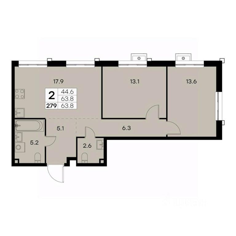 1-BD Apartment Sale, 63.8平方米 at Kurkino 15, Kurkinskoye Highway, 15, Moscow, Russia #1 1-BD Apartment Sale, 63.8平方米 at Kurkino 15, Kurkinskoye Highway, 15, Moscow, Russia #1