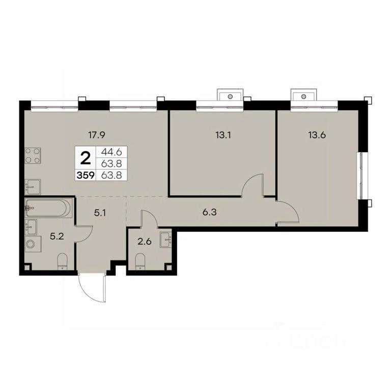 1-BD Apartment Sale, 63.8平方米 at Kurkino 15, Kurkinskoye Highway, 15, Moscow, Russia #2 1-BD Apartment Sale, 63.8平方米 at Kurkino 15, Kurkinskoye Highway, 15, Moscow, Russia #2