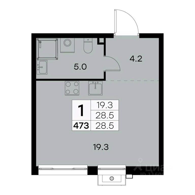 Apartment Sale, 28.5平方米 at Kurkino 15, Kurkinskoye Highway, 15, Moscow, Russia #2 Apartment Sale, 28.5平方米 at Kurkino 15, Kurkinskoye Highway, 15, Moscow, Russia #2