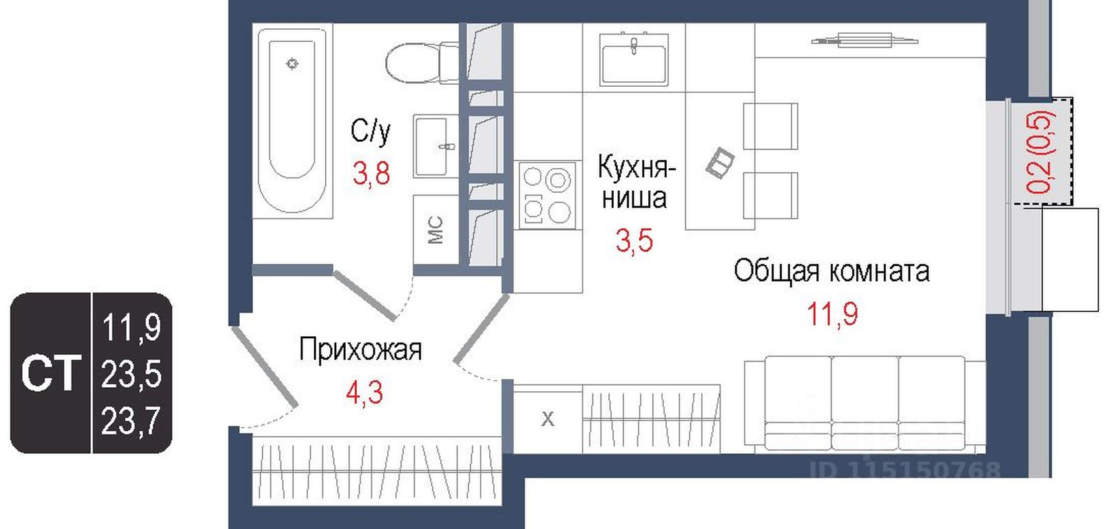 Apartment Sale, 23.5平方米 at KINOKVARTAL, Solnechnaya Street, Pervomayskiy Microdistrict, Korolyov, Moscow Region, Russia #1 Apartment Sale, 23.5平方米 at KINOKVARTAL, Solnechnaya Street, Pervomayskiy Microdistrict, Korolyov, Moscow Region, Russia #1