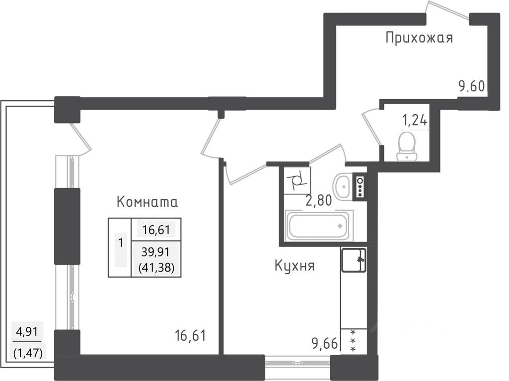 Apartment Sale, 41.38平方米 at Zeleny Oazis-Gorod, derevnya Rybaki, Dmitrovskiy Urban District, Moscow Region, Russia #1