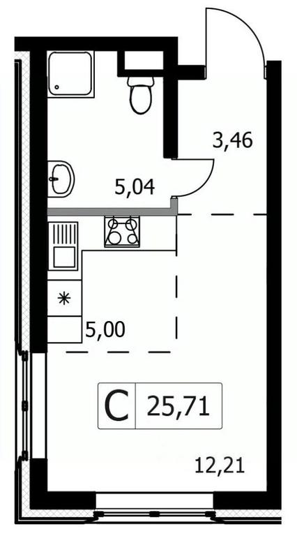 Apartment Sale, 25.71 sq. m. at Gorodskie istorii (Rasskazovka), Anny Akhmatovoy Street, Vnukovskoye Settlement, Moscow, Russia #2