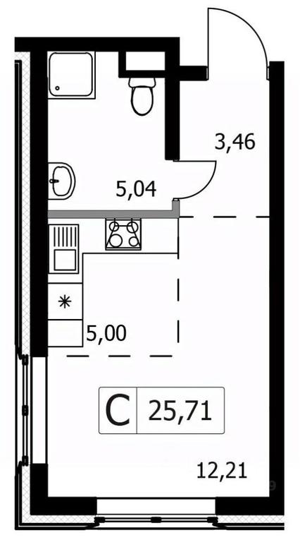 Apartment Sale, 25.71 sq. m. at Gorodskie istorii (Rasskazovka), Anny Akhmatovoy Street, Vnukovskoye Settlement, Moscow, Russia #1