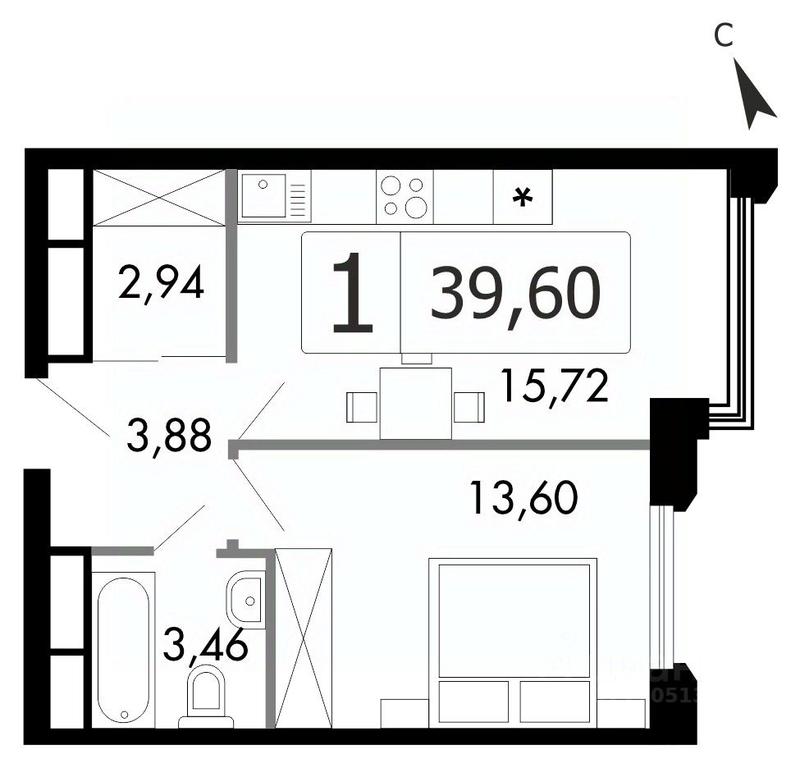 Apartment Sale, 38.7平方米 at Gorodskie istorii (Rasskazovka), Anny Akhmatovoy Street, Vnukovskoye Settlement, Moscow, Russia #1