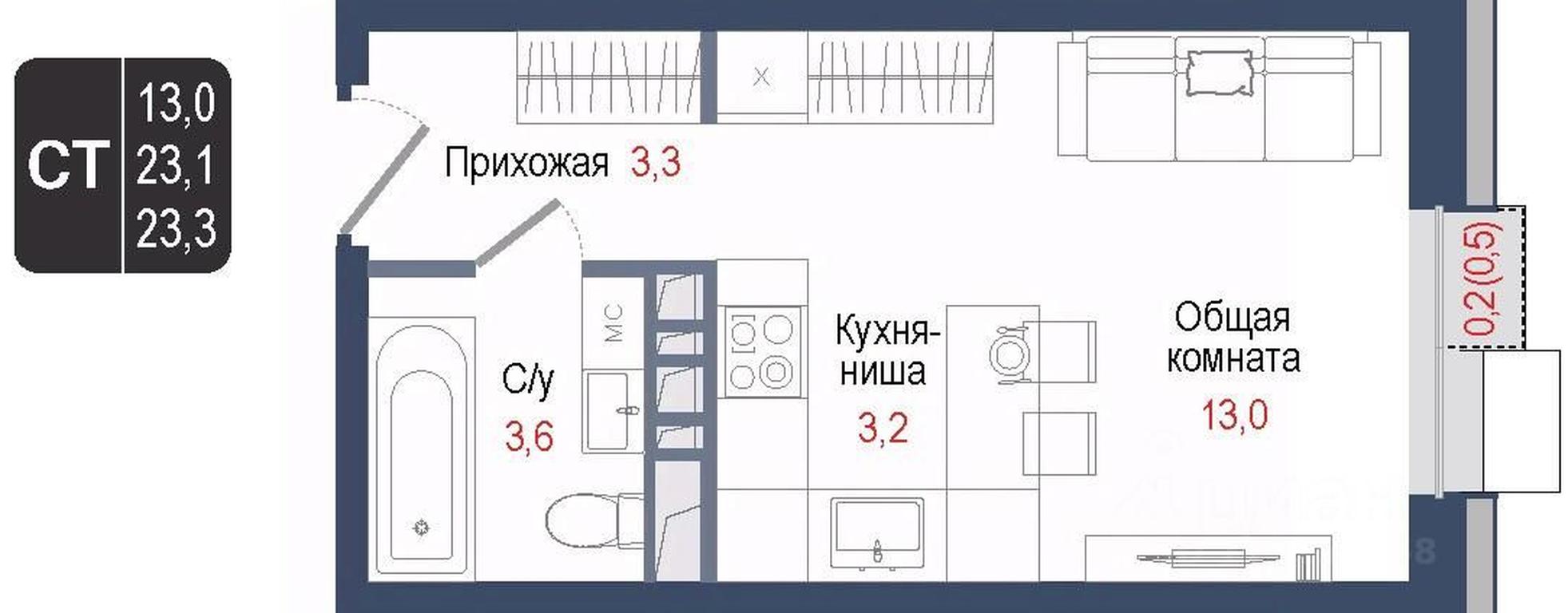 Apartment Sale, 23.1平方米 at KINOKVARTAL, Solnechnaya Street, Pervomayskiy Microdistrict, Korolyov, Moscow Region, Russia #1 Apartment Sale, 23.1平方米 at KINOKVARTAL, Solnechnaya Street, Pervomayskiy Microdistrict, Korolyov, Moscow Region, Russia #1