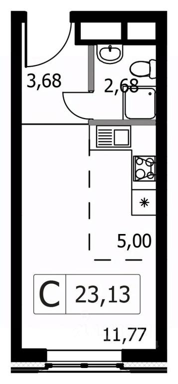 Apartment Sale, 23.13 sq. m. at Gorodskie istorii (Rasskazovka), Anny Akhmatovoy Street, Vnukovskoye Settlement, Moscow, Russia #1
