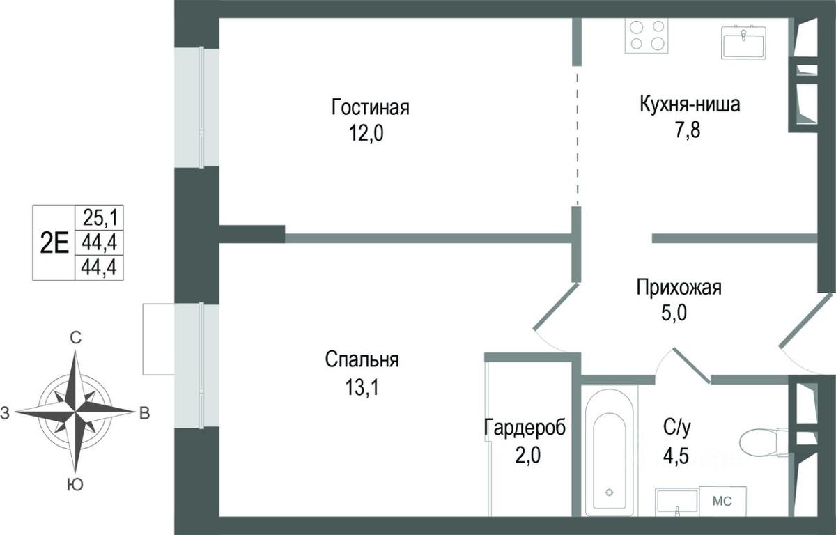 1-BD Apartment Sale, 44.4平方米 at KINOKVARTAL, Solnechnaya Street, Pervomayskiy Microdistrict, Korolyov, Moscow Region, Russia #1 1-BD Apartment Sale, 44.4平方米 at KINOKVARTAL, Solnechnaya Street, Pervomayskiy Microdistrict, Korolyov, Moscow Region, Russia #1