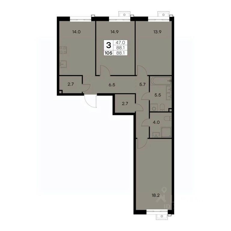 2-BD Apartment Sale, 88.1 sq. m. at Kurkino 15, Kurkinskoye Highway, 15, Moscow, Russia #2 2-BD Apartment Sale, 88.1 sq. m. at Kurkino 15, Kurkinskoye Highway, 15, Moscow, Russia #2