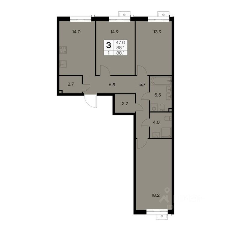 2-BD Apartment Sale, 88.1 sq. m. at Kurkino 15, Kurkinskoye Highway, 15, Moscow, Russia #1 2-BD Apartment Sale, 88.1 sq. m. at Kurkino 15, Kurkinskoye Highway, 15, Moscow, Russia #1