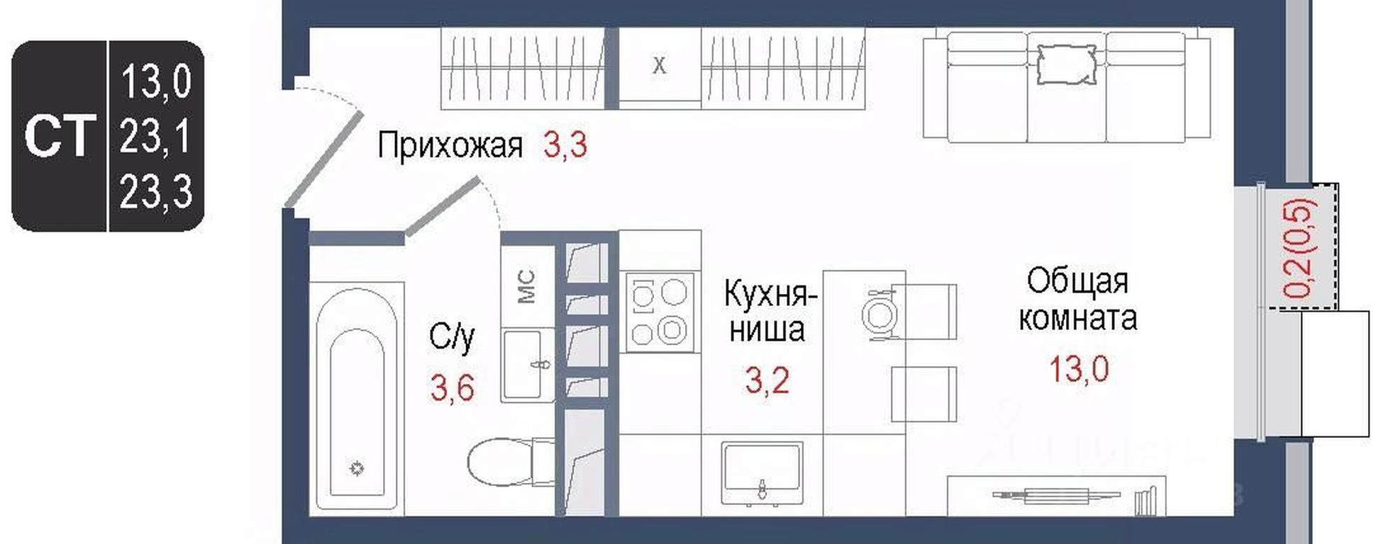 Apartment Sale, 23.1平方米 at KINOKVARTAL, Solnechnaya Street, Pervomayskiy Microdistrict, Korolyov, Moscow Region, Russia #1 Apartment Sale, 23.1平方米 at KINOKVARTAL, Solnechnaya Street, Pervomayskiy Microdistrict, Korolyov, Moscow Region, Russia #1
