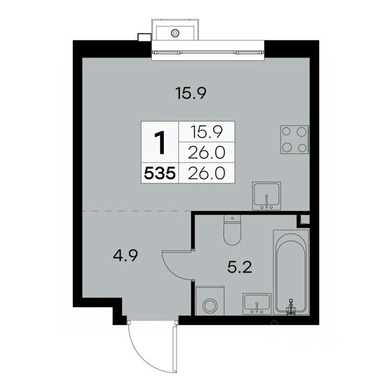 Apartment Sale, 26平方米 at Kurkino 15, Kurkinskoye Highway, 15, Moscow, Russia #2