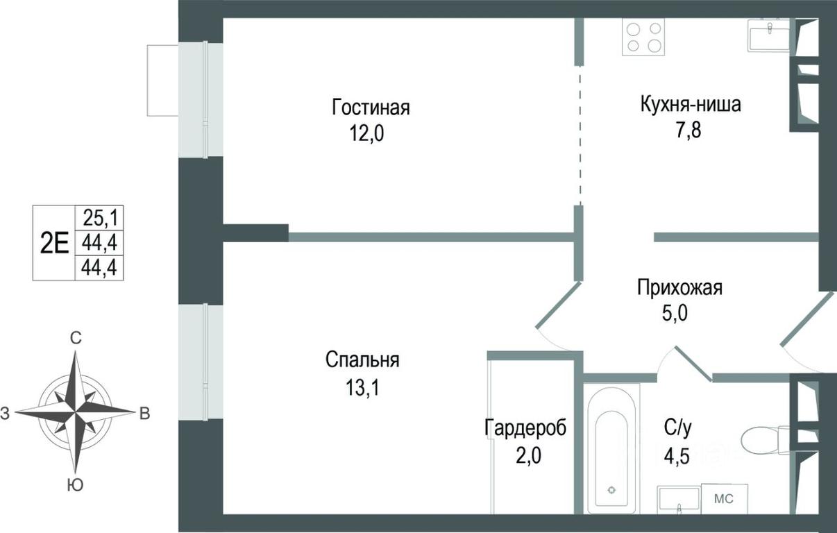 1-BD Apartment Sale, 44.4 sq. m. at KINOKVARTAL, Solnechnaya Street, Pervomayskiy Microdistrict, Korolyov, Moscow Region, Russia #1 1-BD Apartment Sale, 44.4 sq. m. at KINOKVARTAL, Solnechnaya Street, Pervomayskiy Microdistrict, Korolyov, Moscow Region, Russia #1