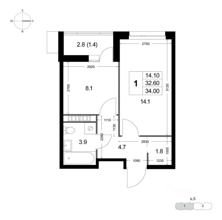 Apartment Sale, 34 sq. m. at Legenda Korenyovo, ulitsa Lorkha, dachny posyolok Kraskovo, Lubertsy City District, Moscow Region, Russia #1
